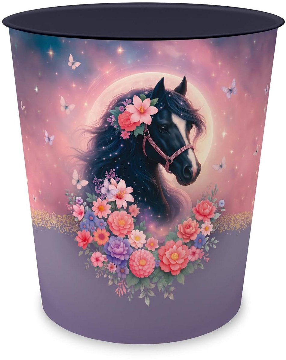 Kinder Prullenbak - Afvalbak Bureau - Kamer Opruimen - Stabiele Print - 11 Liter - Paard Motief