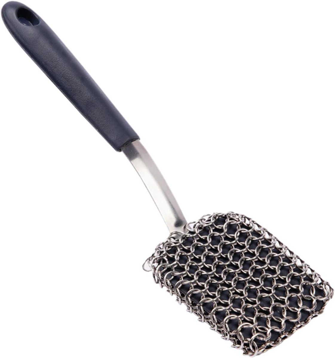 Grillborstel RVS - Potborstel - BBQ Reinigen - Ergonomische Grip - 7.3 x 24.3 cm - Zwart
