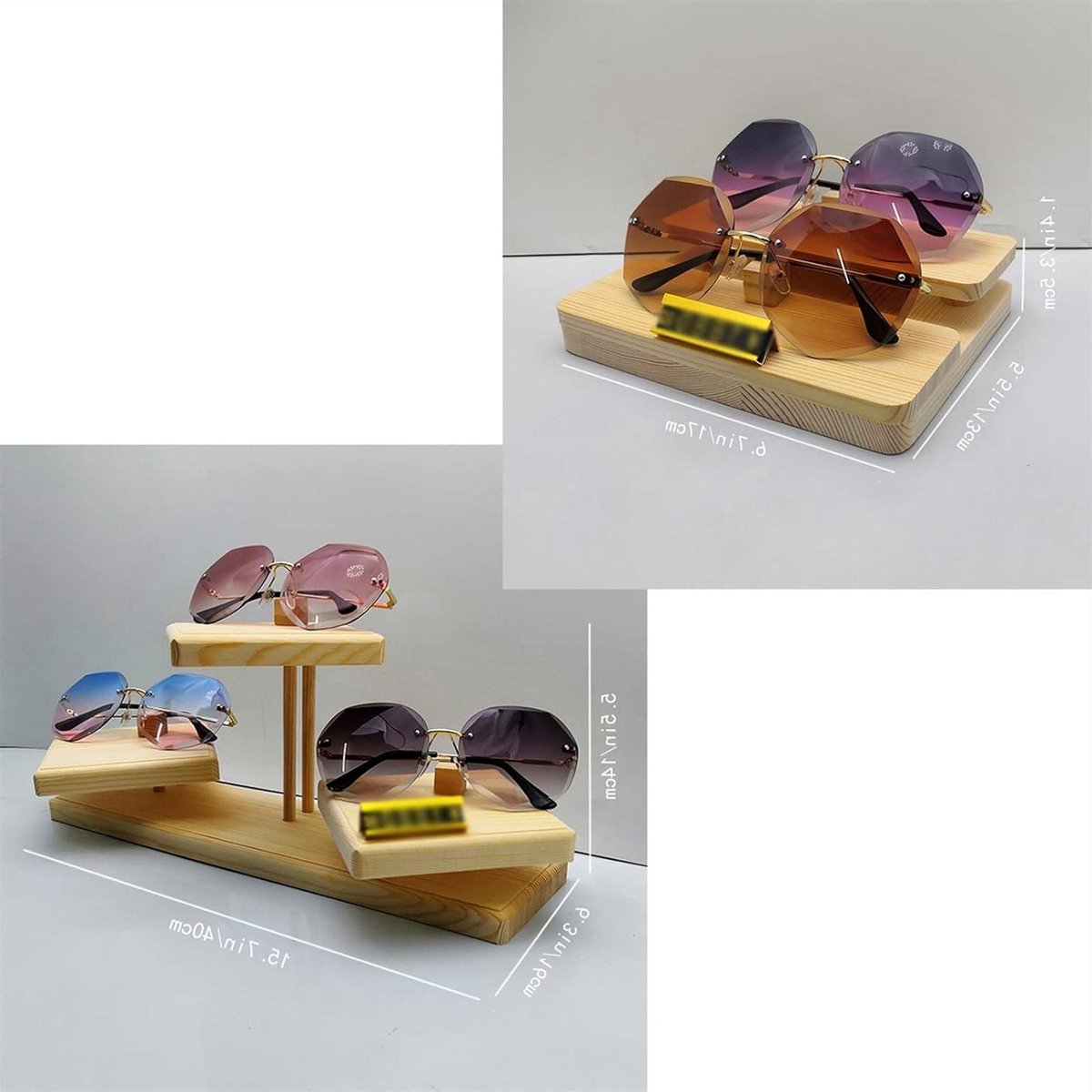 Brillenstandaard Hout - Glazen Display - Collectie Tonen - Multi-Layer Ontwerp - Niet Gespecificeerd - Combinatie