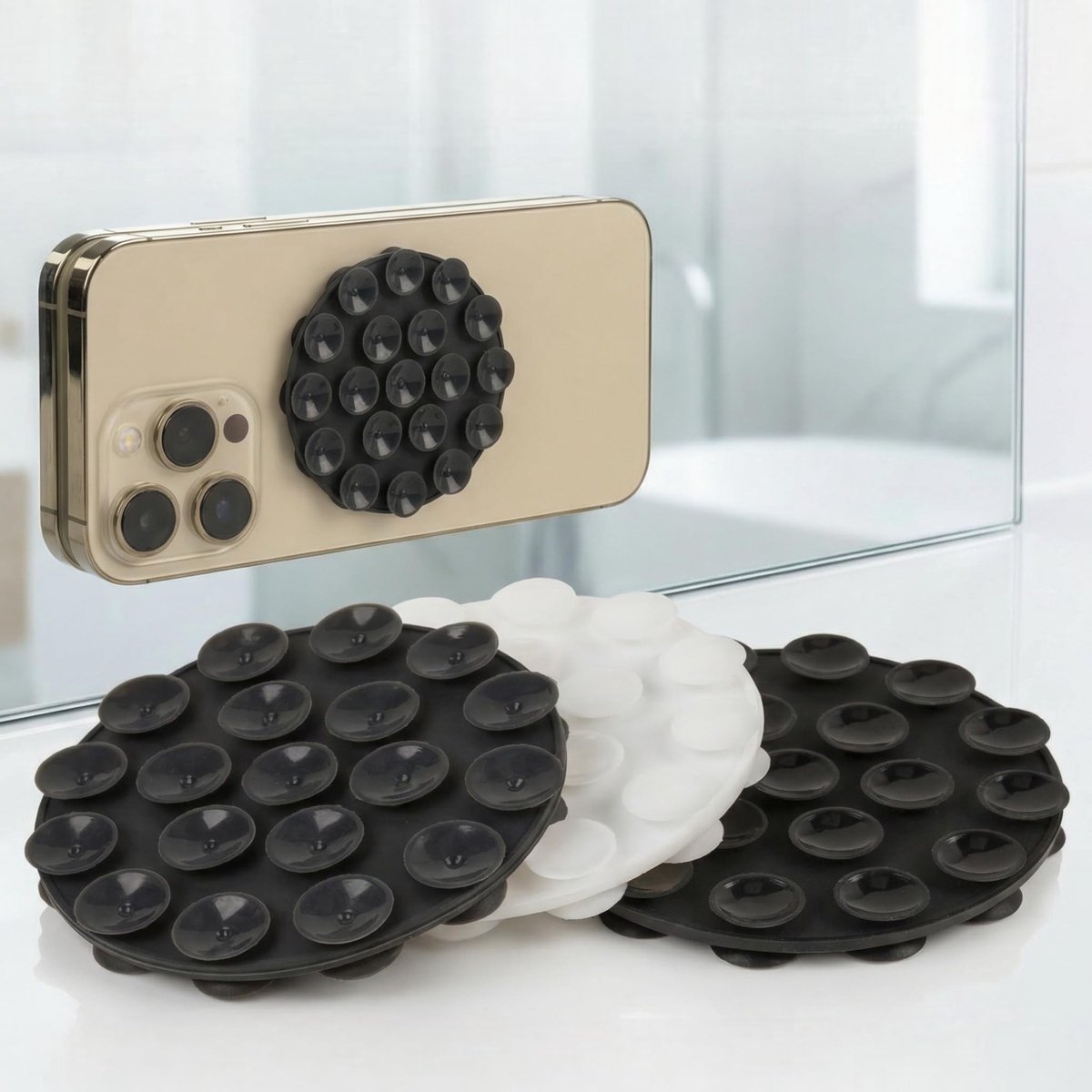 Dailygoods - Set van 3 Herbruikbare Telefoonhouders met Zuignap