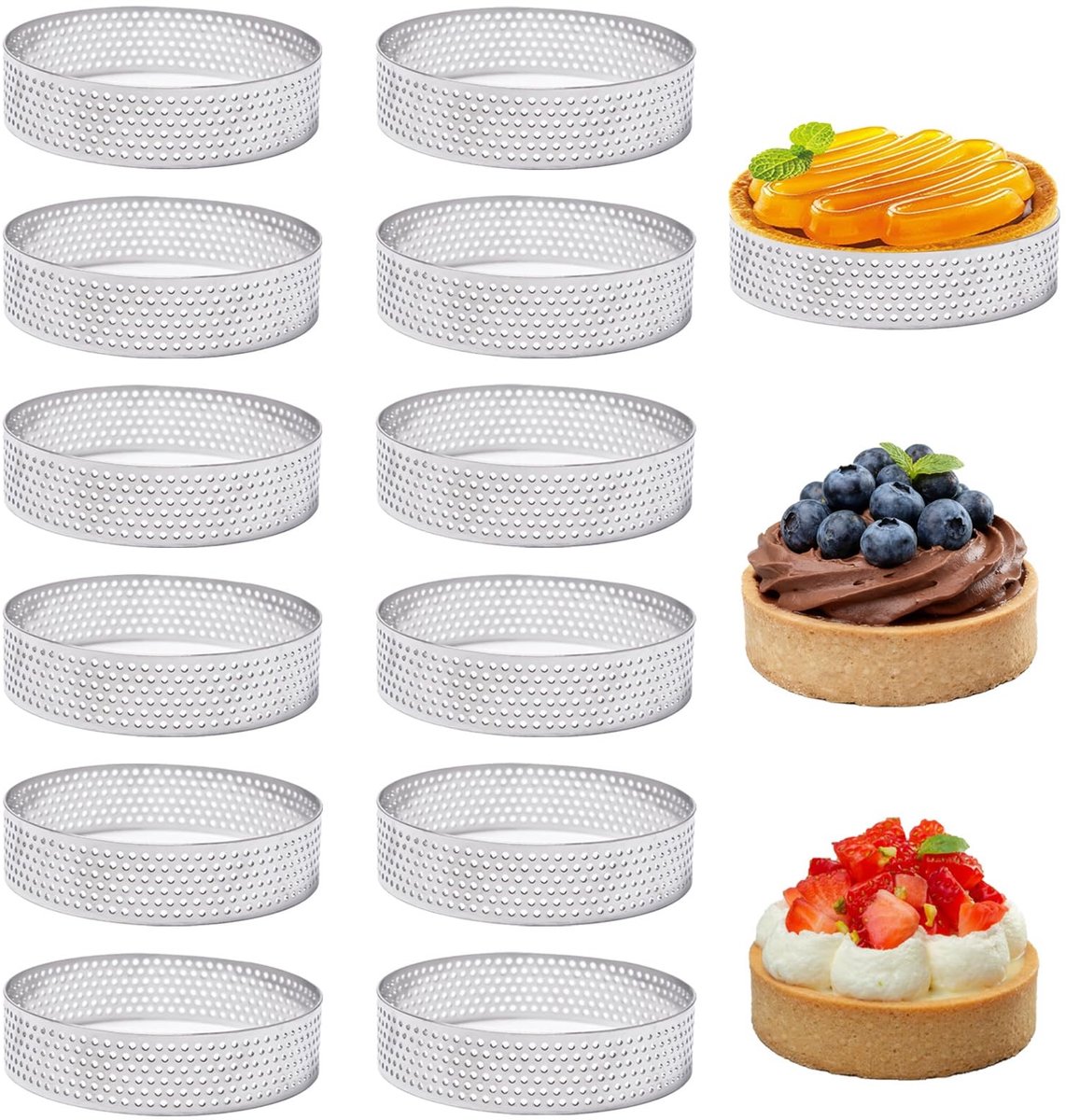 Dailygoods - Set van 12 Roestvrijstalen Mousse Tartelette Vormpjes