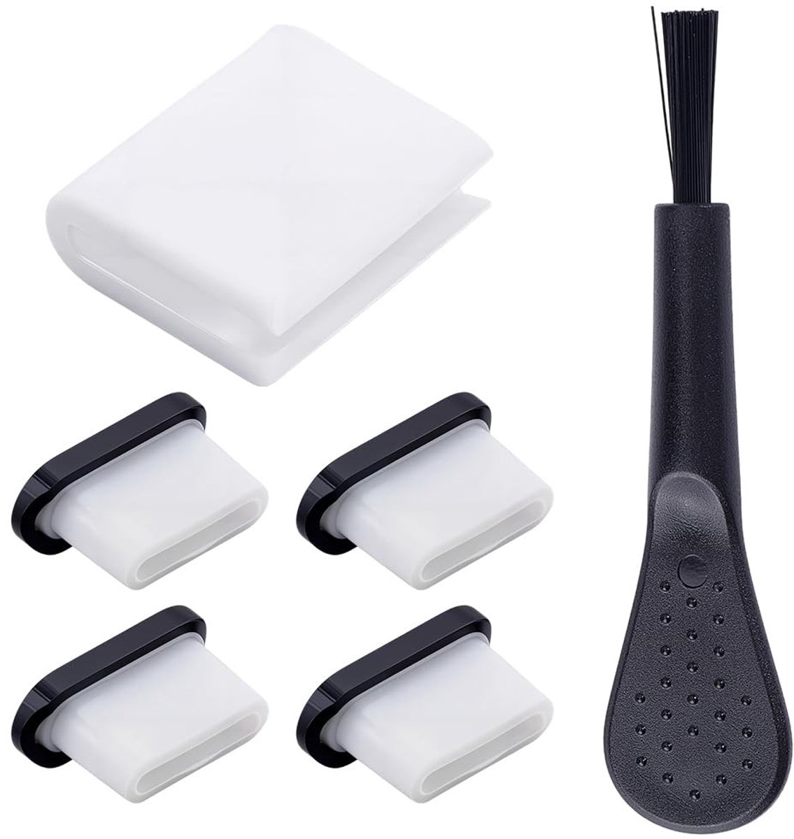 Dailygoods - 4 Stuks Mobiele Telefoon Stofpluggen met Mini Borstels