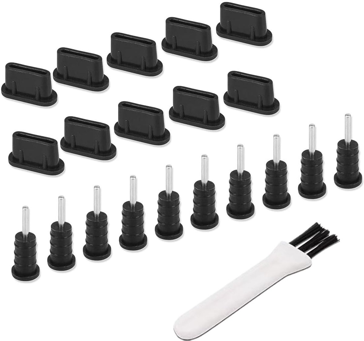 Dailygoods - Set van 10 Siliconen Type C Stofkappen met Borstel