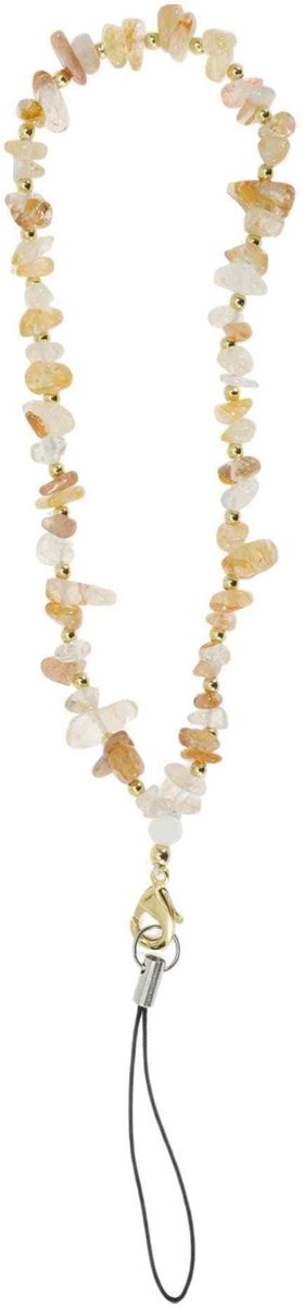Dailygoods - Universele Mobiele Telefoonketting met Polsband Geel Wit