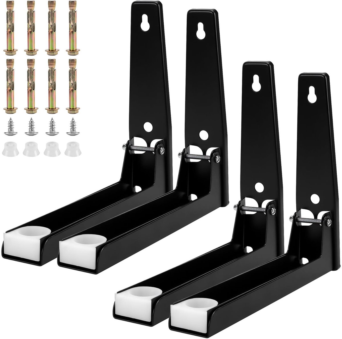 Dailygoods - 2 Paar Verstelbare Magnetronhouders voor Wandmontage, Zwart