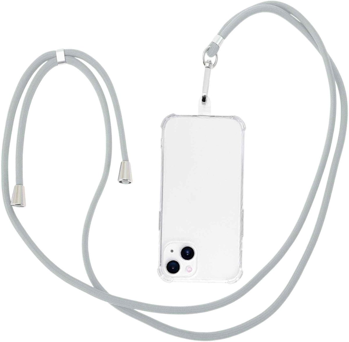 Dailygoods - Verstelbare Telefoonketting voor Smartphones Lichtgrijs