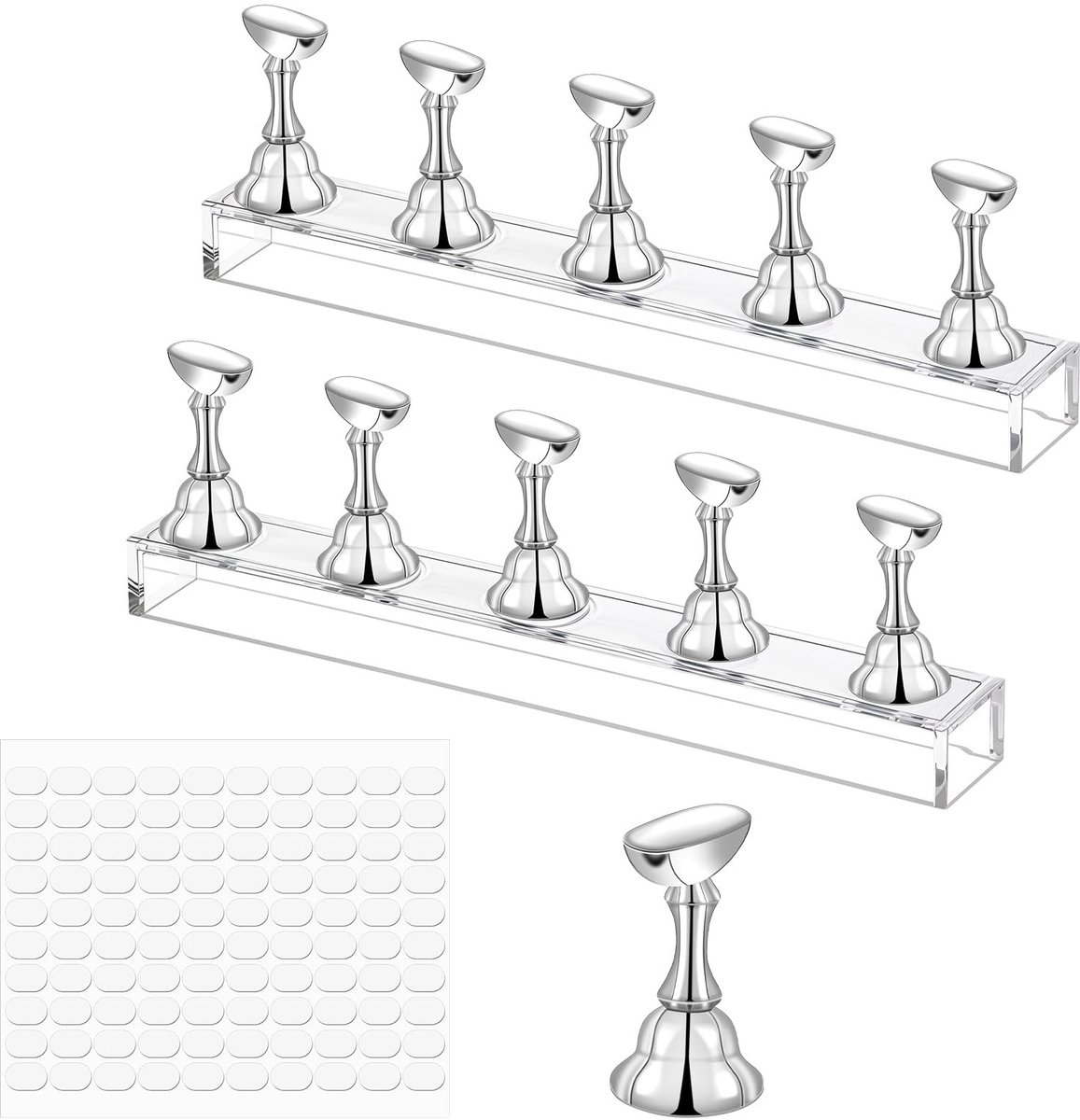 Dailygoods - Set van 2 Acryl Nageldisplaystandaarden met Magnetische Pads