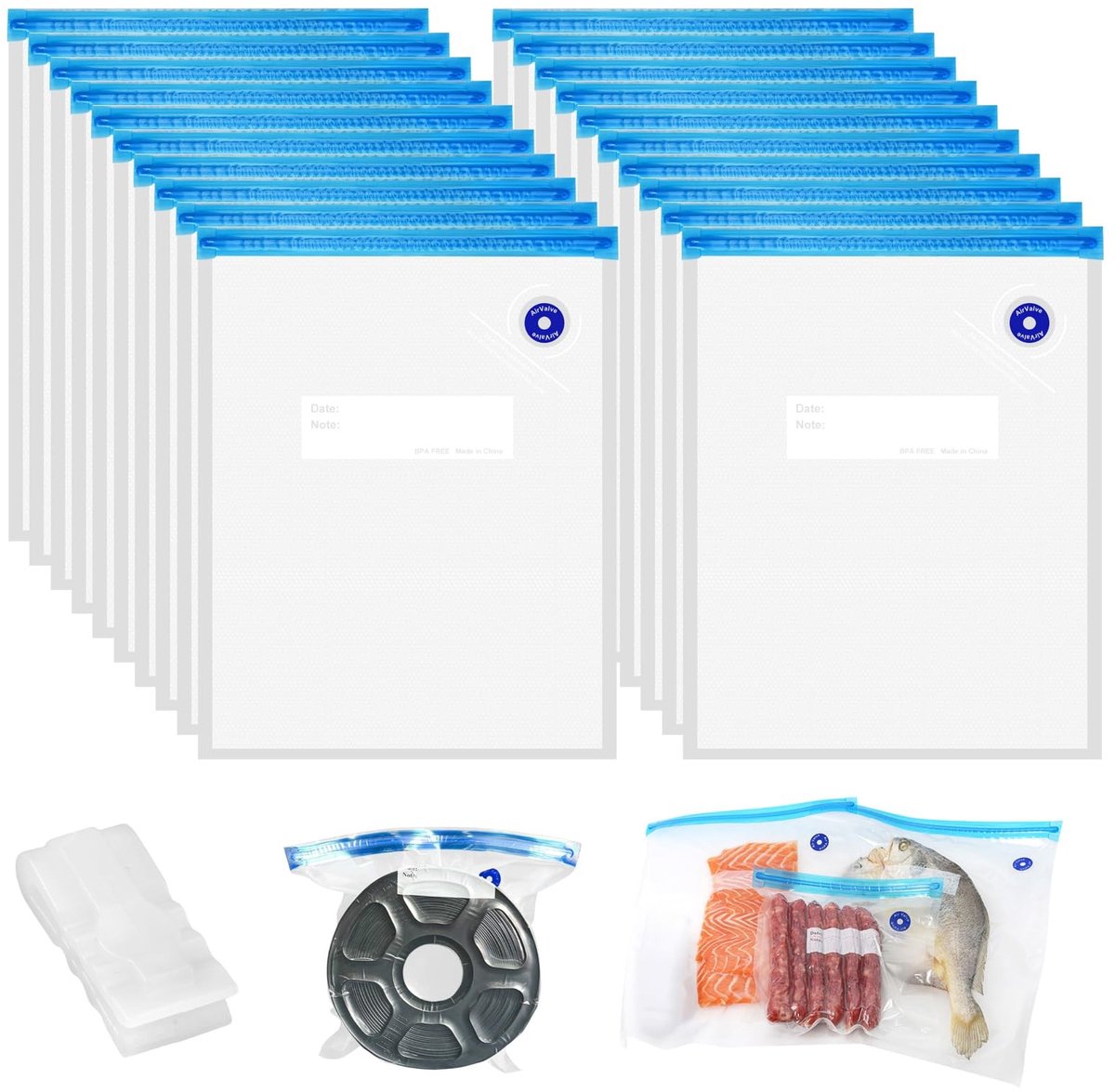Dailygoods - Set van 20 Herbruikbare Vacuümzakken met Ventiel, 30 x 34 cm