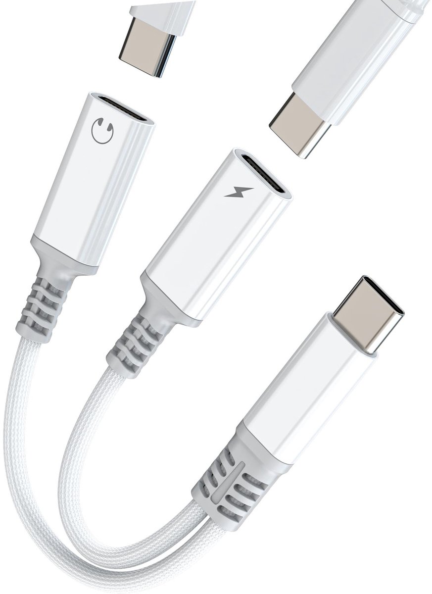 Dailygoods - 2-in-1 USB-C Adapter voor Audio en Opladen