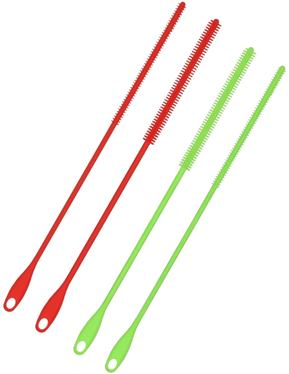 Dailygoods - Set van 4 Siliconen Stroreinigerborstels Extra Lang 24cm