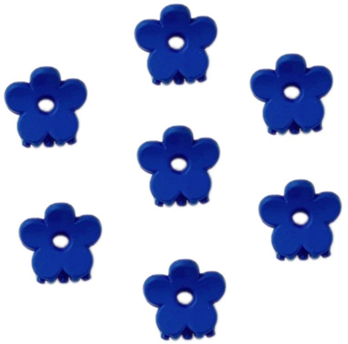 Dailygoods - Set van 7 Mini Bloemen Haarklemmen in Koningsblauw
