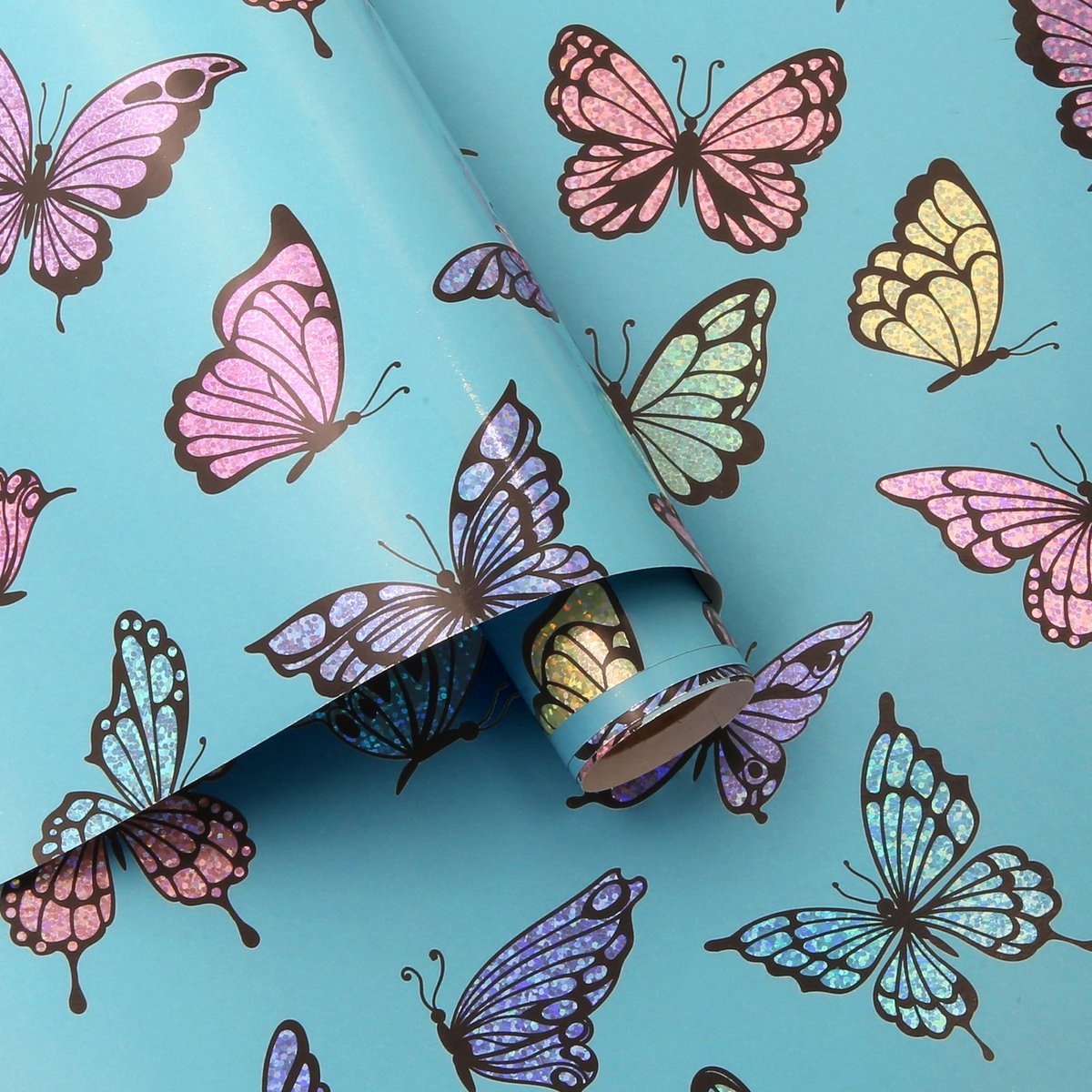 Dailygoods - Luxe Metallic Vlinder Inpakpapier Rol voor Cadeaus