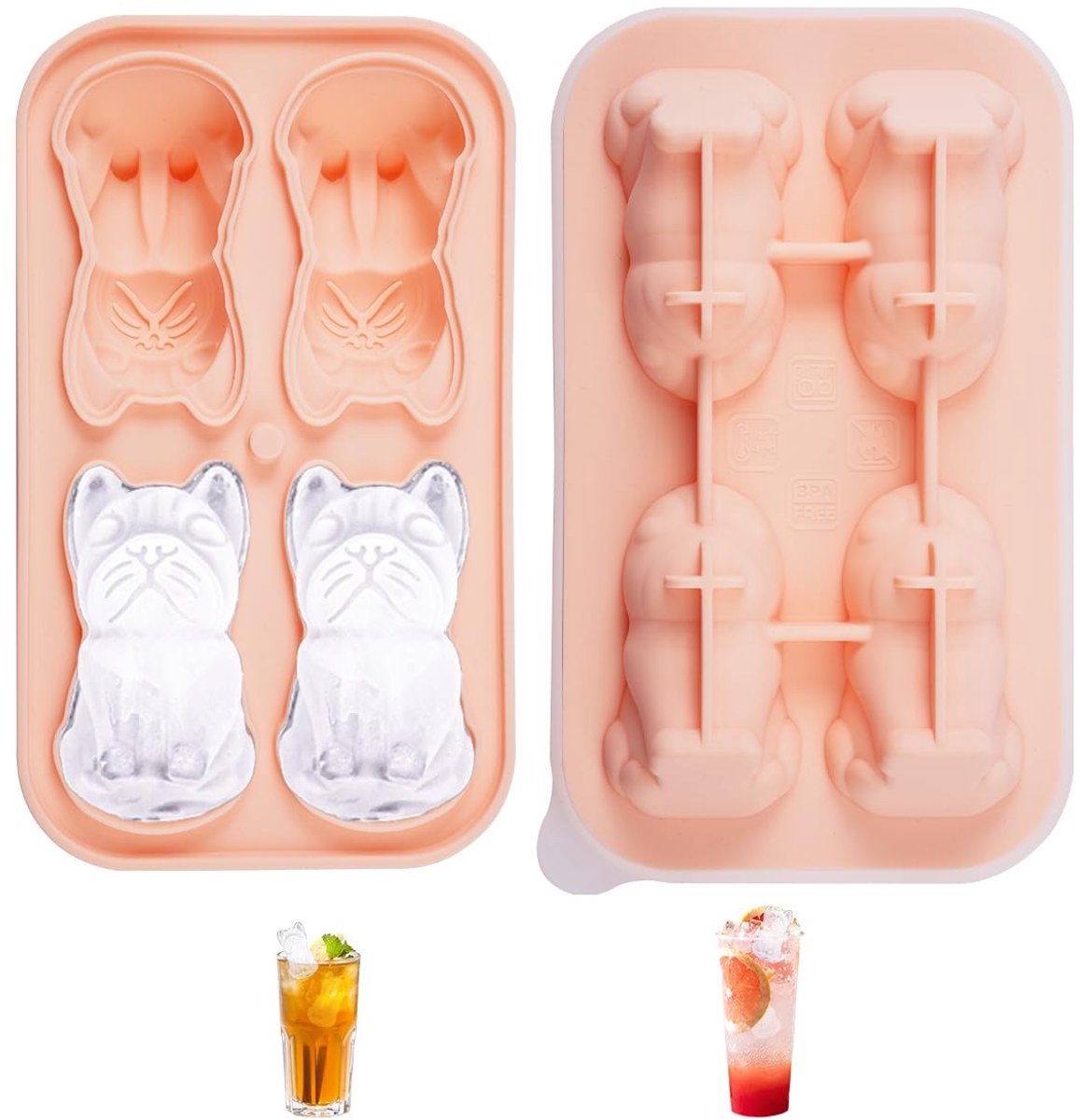 Dailygoods - Siliconen IJsblokjesvorm voor Katten met 4 Schattige 3D Ontwerpen