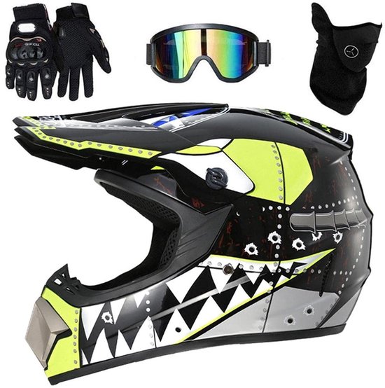 Dailygoods - Professionele Motorcrosshelm met Bril en Handschoenen voor Volwassenen