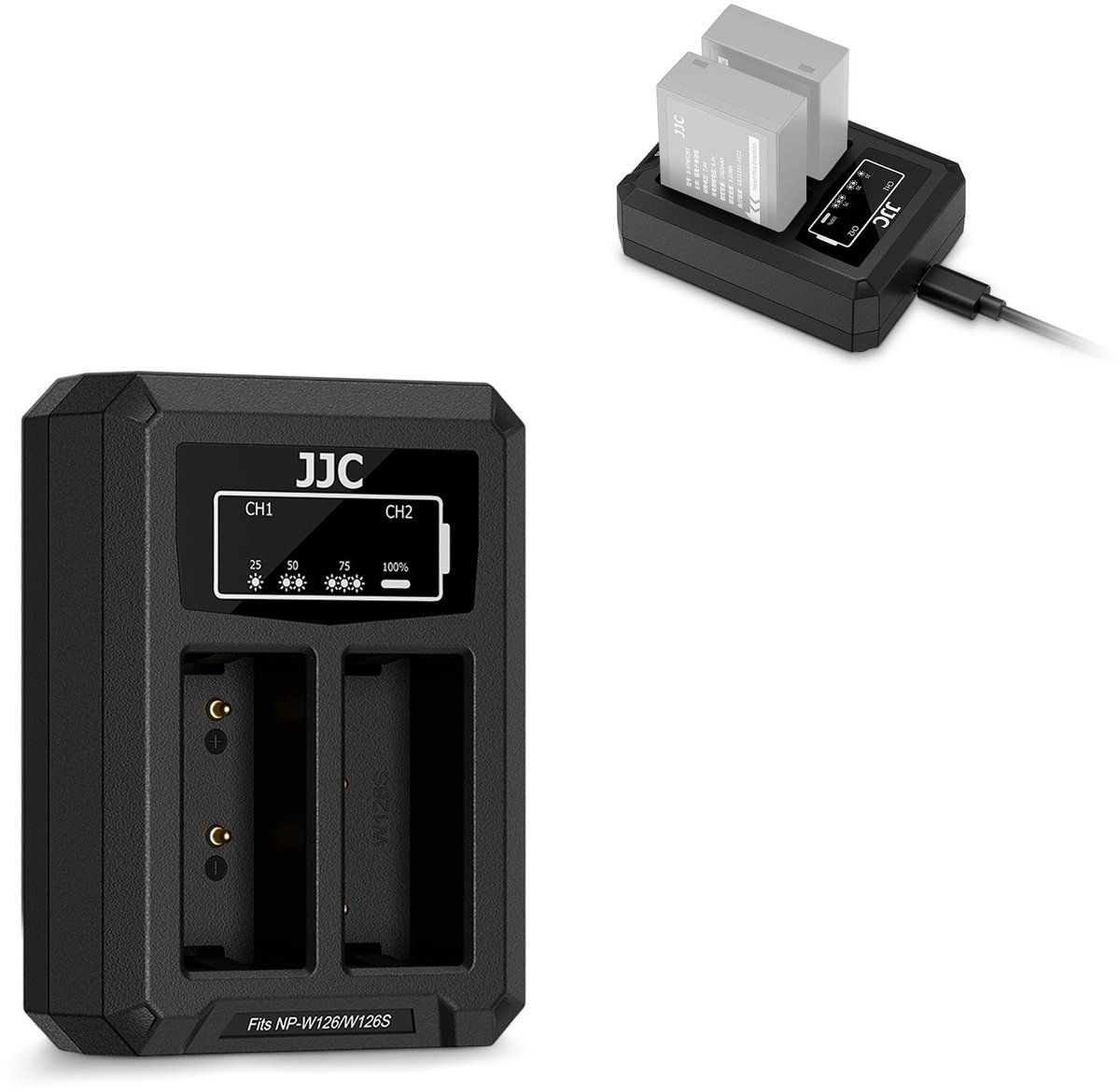 Dailygoods - Type-C Dubbele Batterijlader met Oplaadkabel voor Camera's