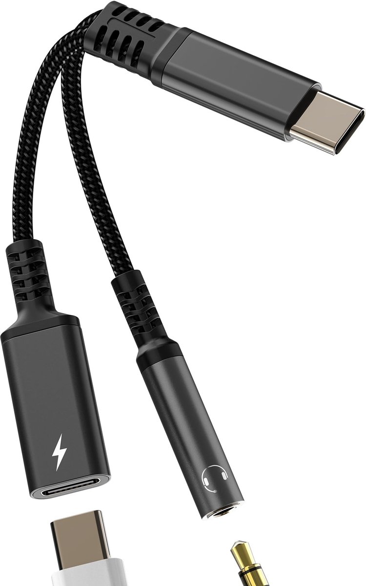 Dailygoods - USB-C naar AUX Audio Adapter met Oplaadfunctie