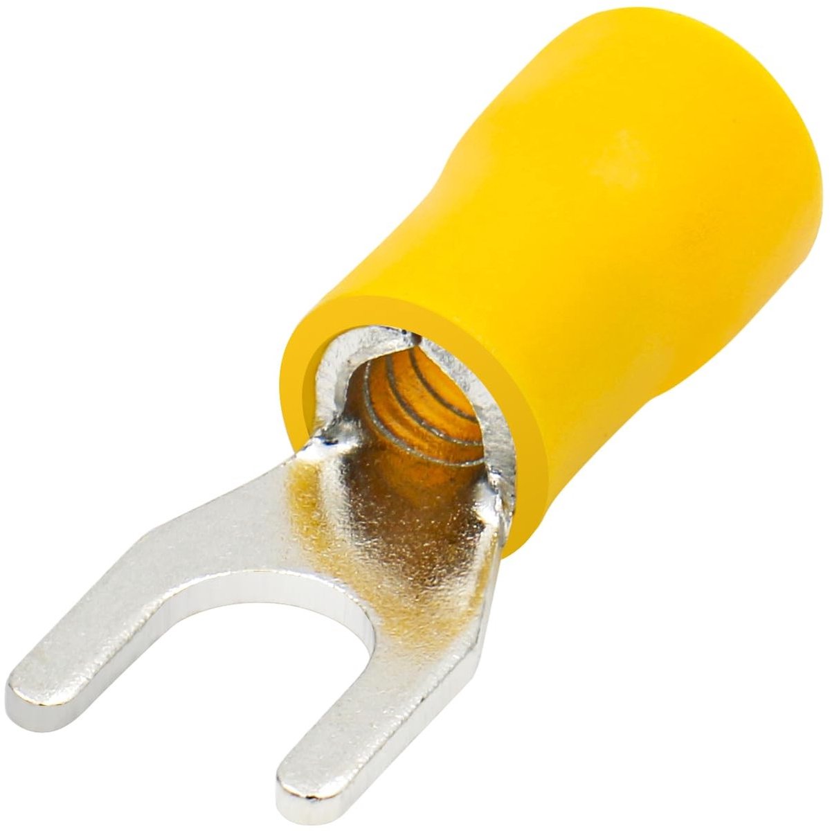Dailygoods - Dailygoody - Fork cable lug - Geïsoleerde kabelschoen - 100 stuks - Geel - Voor 4 - 6 mm² - Maximaal 48 A - Geschikt voor elektrische aansluitingen
