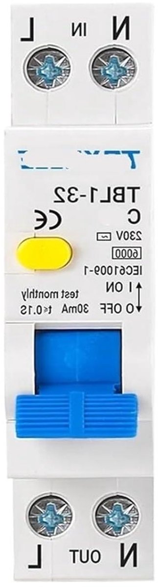 Aardlekautomaat - Mini stroomonderbreker - Elektrische beveiliging - Compact ontwerp - 18 mm - Wit