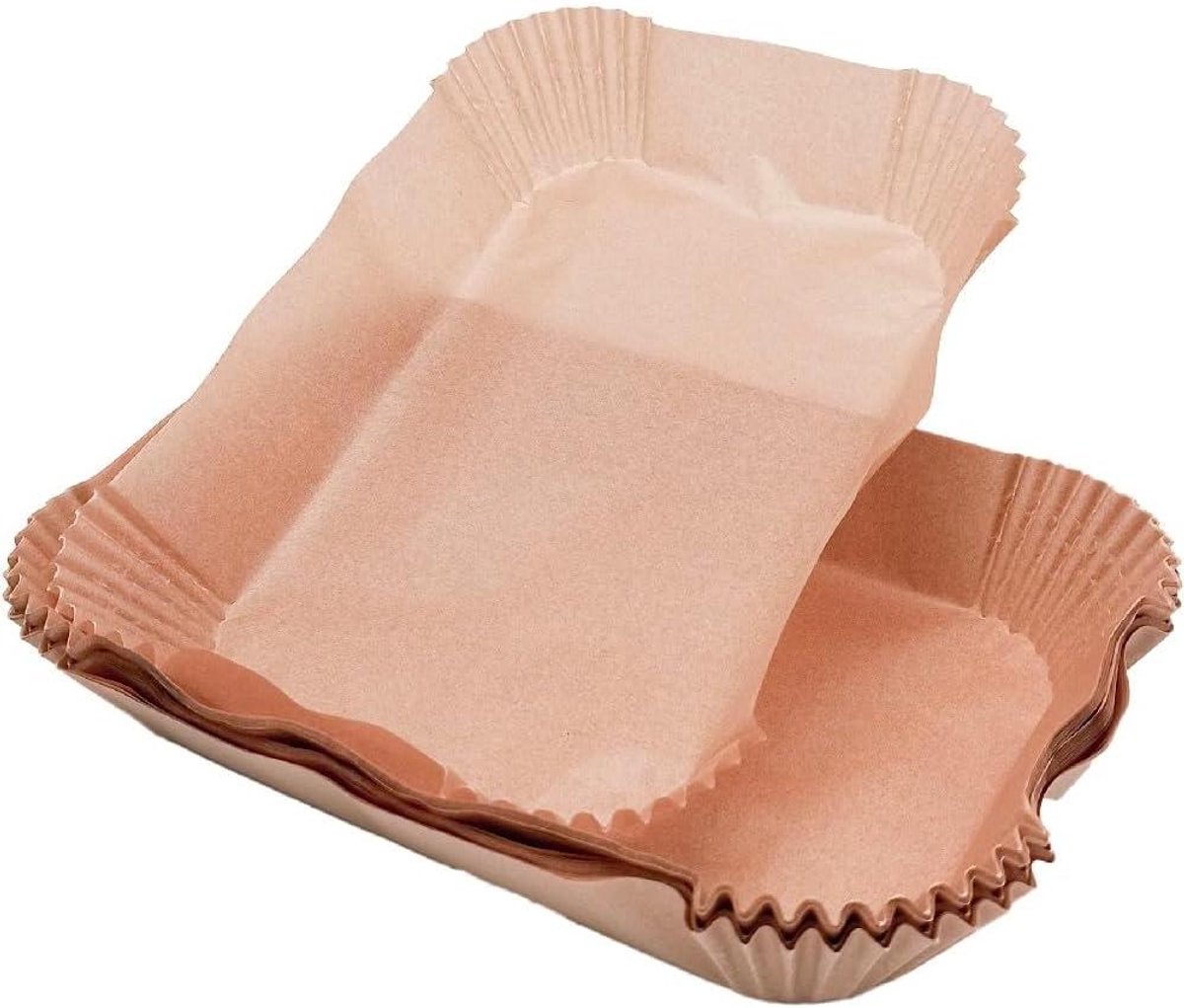 Airfryer Bakpapier - Papiervorm - Gezond Koken - Antiaanbaklaag - 22 x 14 cm - Bruin
