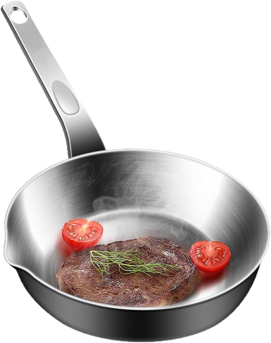 Kleine pan - Mini kookpan - Ontbijt bereiden - Meerlaagse bodem - S M L - Zilver