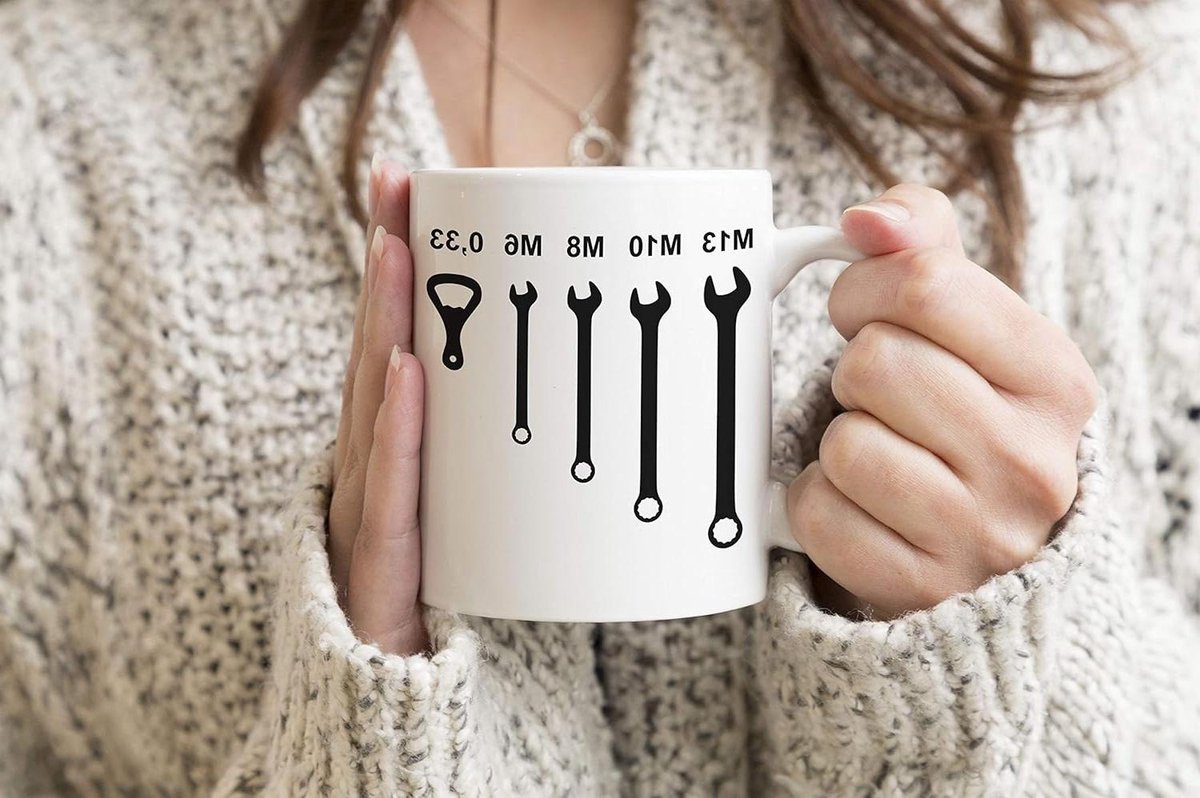 Koffie Thee Mok - Drinkbeker - Dagelijks Gebruik - Handbedrukt Ontwerp - 330ml - Wit