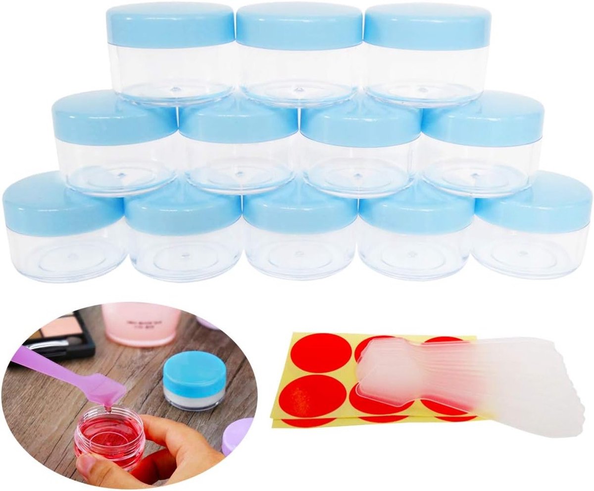 Set van 12 Stuks 15ml Lege Cosmetische Potjes, BPA-vrij, Ideaal voor Lipgloss, Scrubs en Crèmes