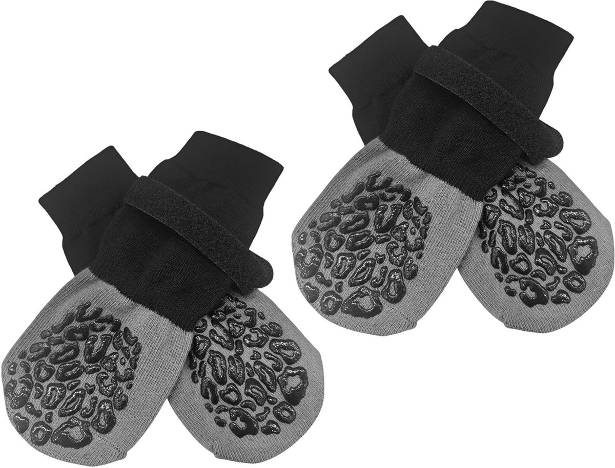 Antislip hondensokken met reflecterende banden - 4 stuks, pootbescherming voor houten vloe