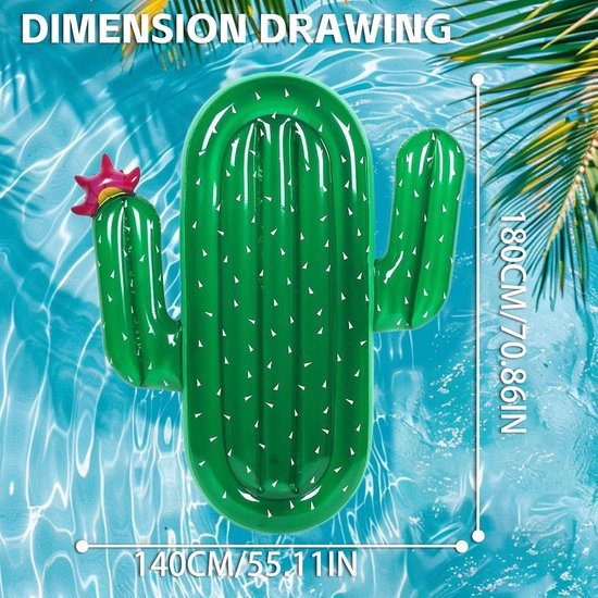 Opblaasbaar Matras - Waterhangmat Drijver - Ontspannen in water - Dubbele luchtkamers - 170 x 62 cm - Cactus — afbeelding 3
