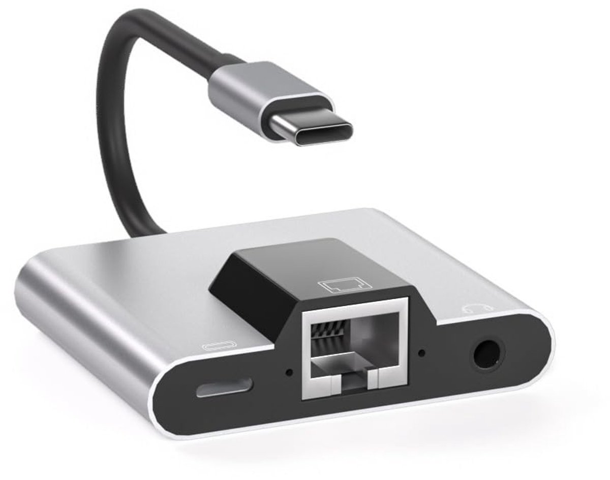 Livia home - USB naar Ethernet-adapter - Type-C naar Ethernet - 3-in-1 multifunctioneel - compact formaat - 10/100 Mbps LAN - ideaal voor onderweg - g