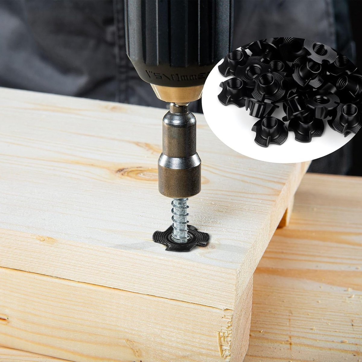 Impact Nuts M6 x 10 mm - 30 Stuks Schroefmoeren van Koolstofstaal voor Hout, Meubels en Klimgrepen, Ideaal voor DIY Projecten