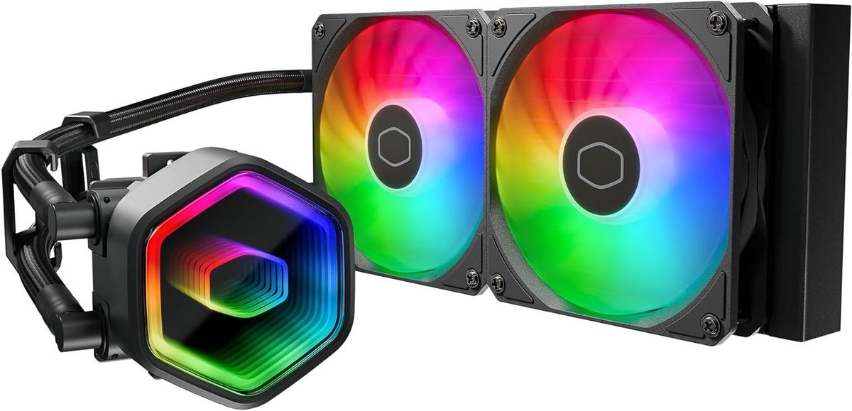 Vloeistofkoeler - CPU Koeler - Computer Koeling - Infinity Mirror Design - 240 mm Radiator - Zwart