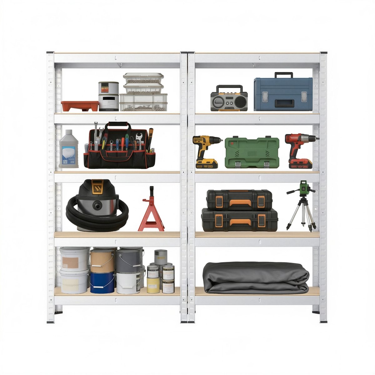 SONGMICS - Stellingkast - Opbergrek - Set van 2 - Metalen Frame - Verstelbare - Max 875 kg per