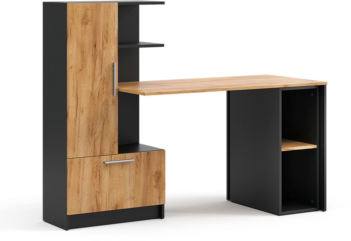 Vicco Bureau Tomy, Antraciet/Goudkleurig Eiken, 150 x 59 cm Set van 2