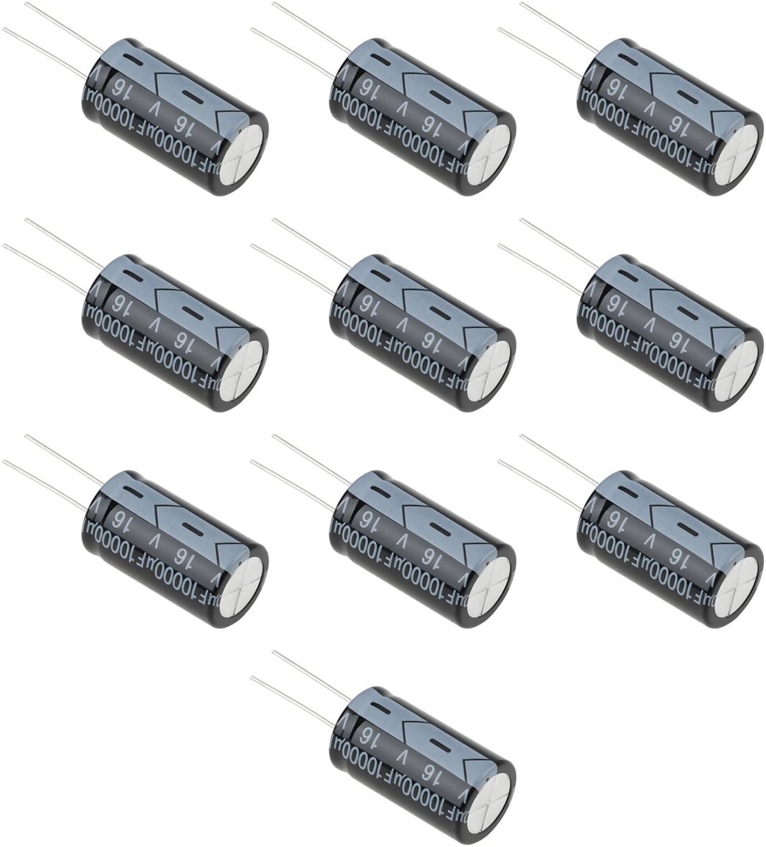 Dailygoods - Dailygoody - Radiale Lood Aluminium Elektrolytische Condensatoren - 10 Stuks - 10000μF 16V - Voor Audio Versterkers - Hoge Capaciteit - Betrouwba