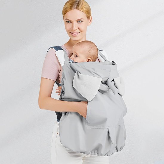 Draagzakhoes Baby - Universele Cape - Bescherming Buiten - Met Voorvak - 29x23x3 cm - Grijs — afbeelding 3