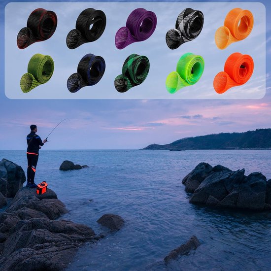 Vishengel-Staafafdekking-hengel tas-10 Stuks - Hengel Mouw-Gevlochten Mesh Hengel Protector Pole -Vissen Gereedschap van Merkloos — afbeelding 2