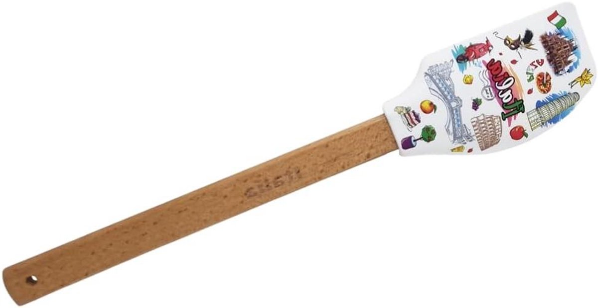 Siliconen spatel - Keuken spatel - Koken en bakken - Artistiek design - 32 cm - Driekleurig