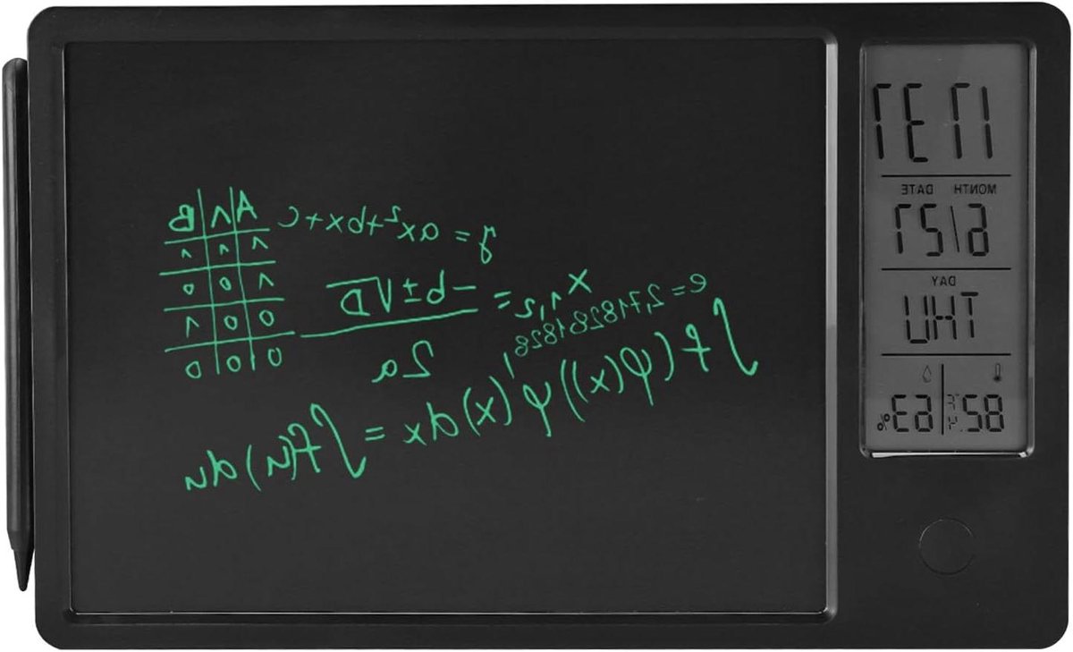 LCD Schrijftablet - Digitaal Memobord - Notities Maken - Met Klok Kalender - 10 Inch - Zwart