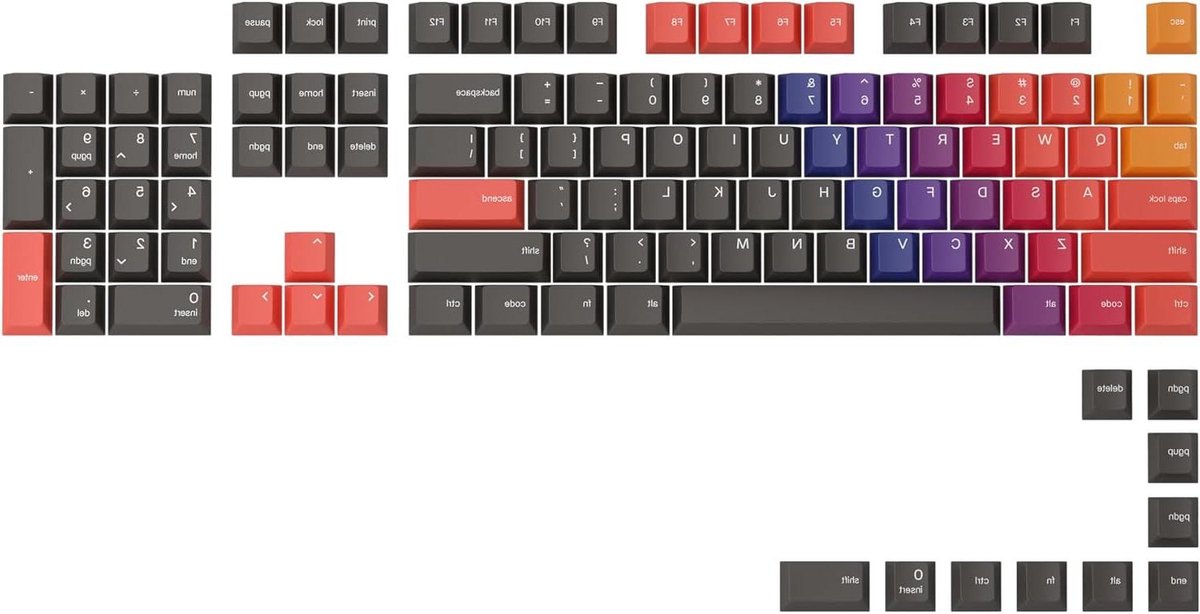 Toetsen Set - PBT Keycaps - Type Comfort - Kersenhouten Profiel - ANSI Layout - Hemels Vuur