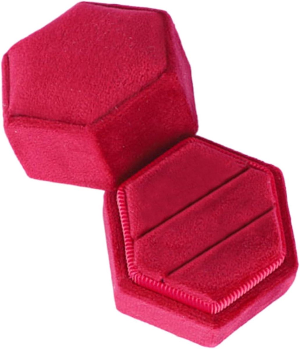 Ringendoosje - Juwelendoosje - Cadeau Presentatie - Uniek Geometrisch Design - 5.3 x 5.5 x 5.3 cm - Rood
