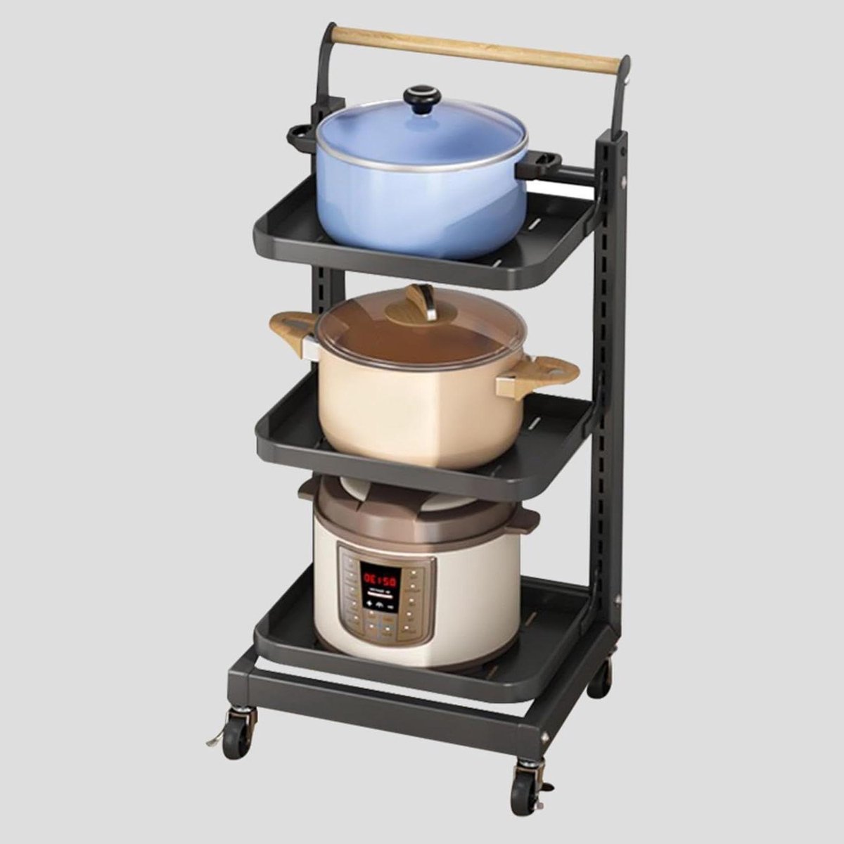 Keukenpannen Opbergrek - Pannen Organizer - Keuken Opbergen - Wandmontage - 3-delig - Zwart