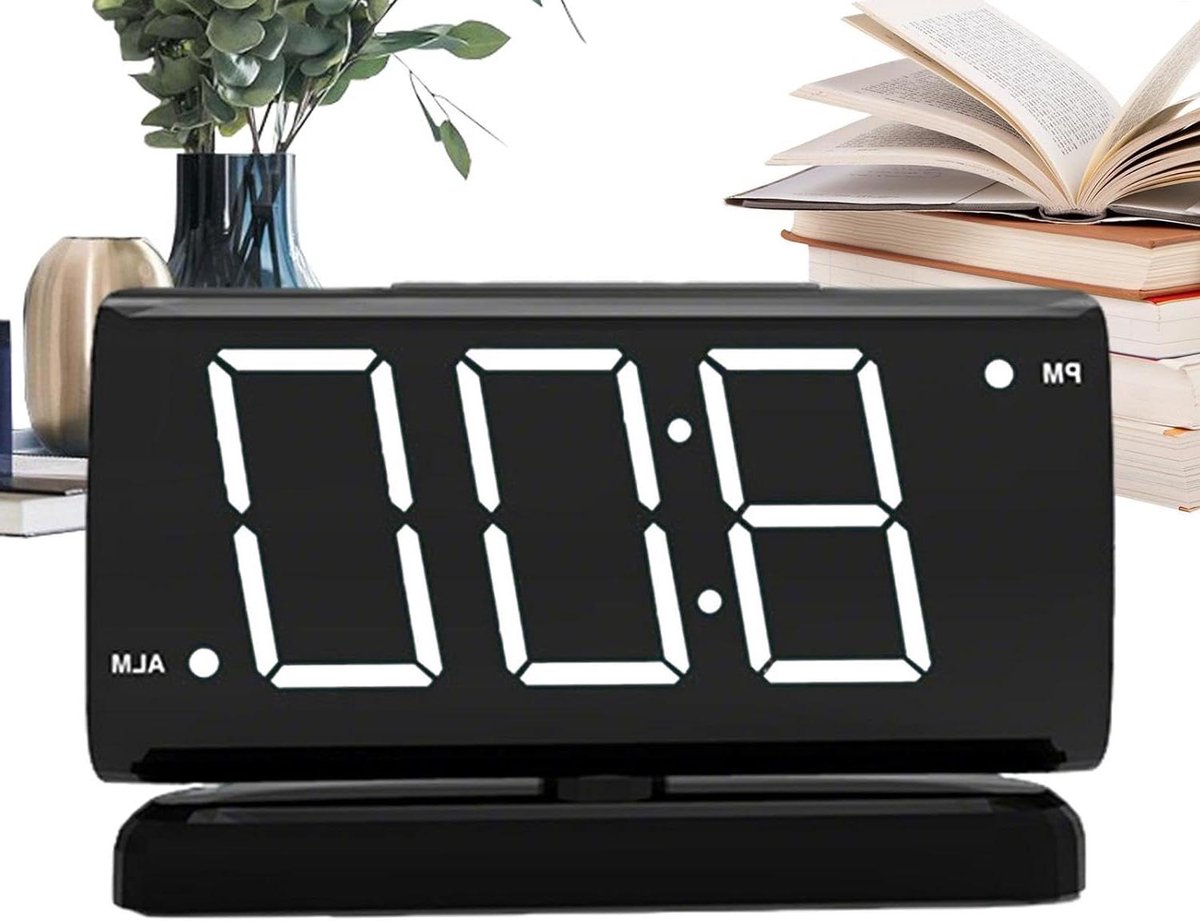 Digitale LED Klok - Wekker Slaapkamer - Tijd Bijhouden - Draaibaar Display - 13.5 cm Breed - Wit