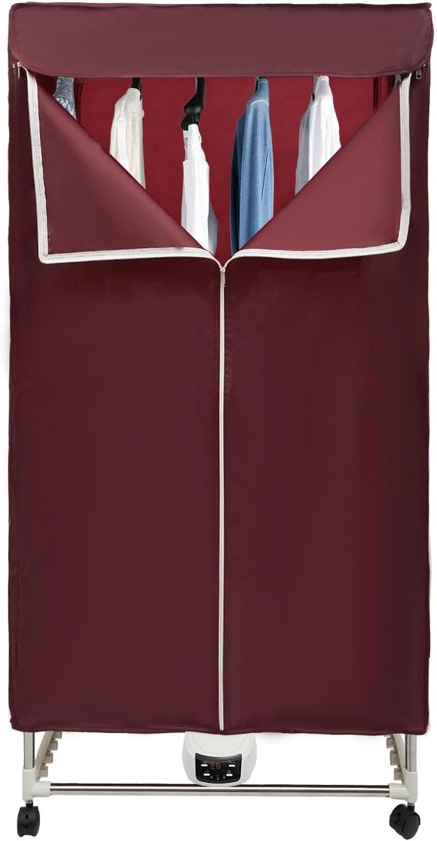 Wasdroger Kledingdroger Snel Kleding Drogen Inclusief Afstandsbediening 70x50x150cm Wijnrood