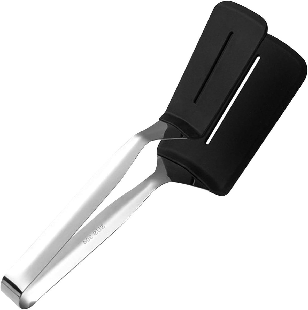 Keukentang - Spateltang - Gerechten Draaien - Krasbestendig Siliconen - 26 cm - Zwart