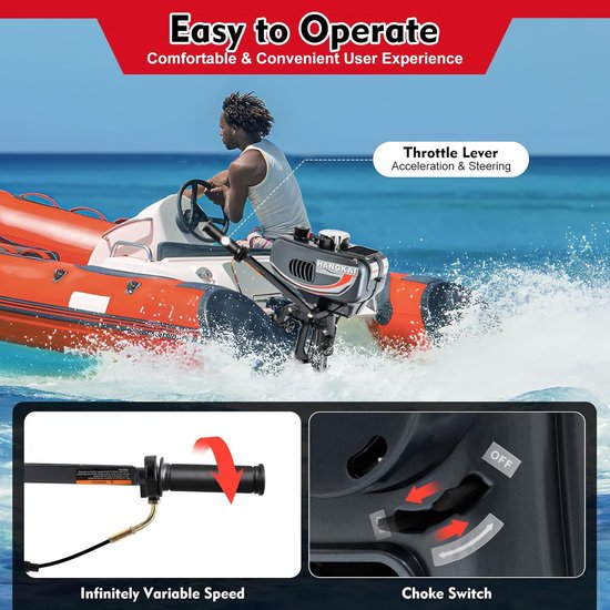 Buitenboordmotor - Marine Motor - Varen op water - Snelle start CDI - 3.5 PK - Zwart — afbeelding 3