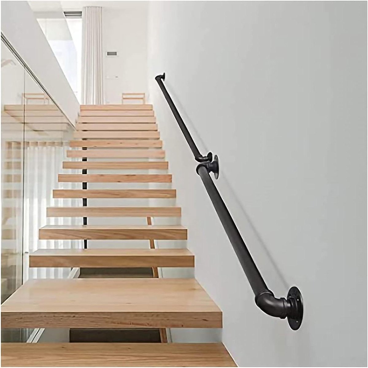 Trapleuning - Muurbeugel - Veilige Trap - Corrosiebestendig - 25-600 cm - Zwart