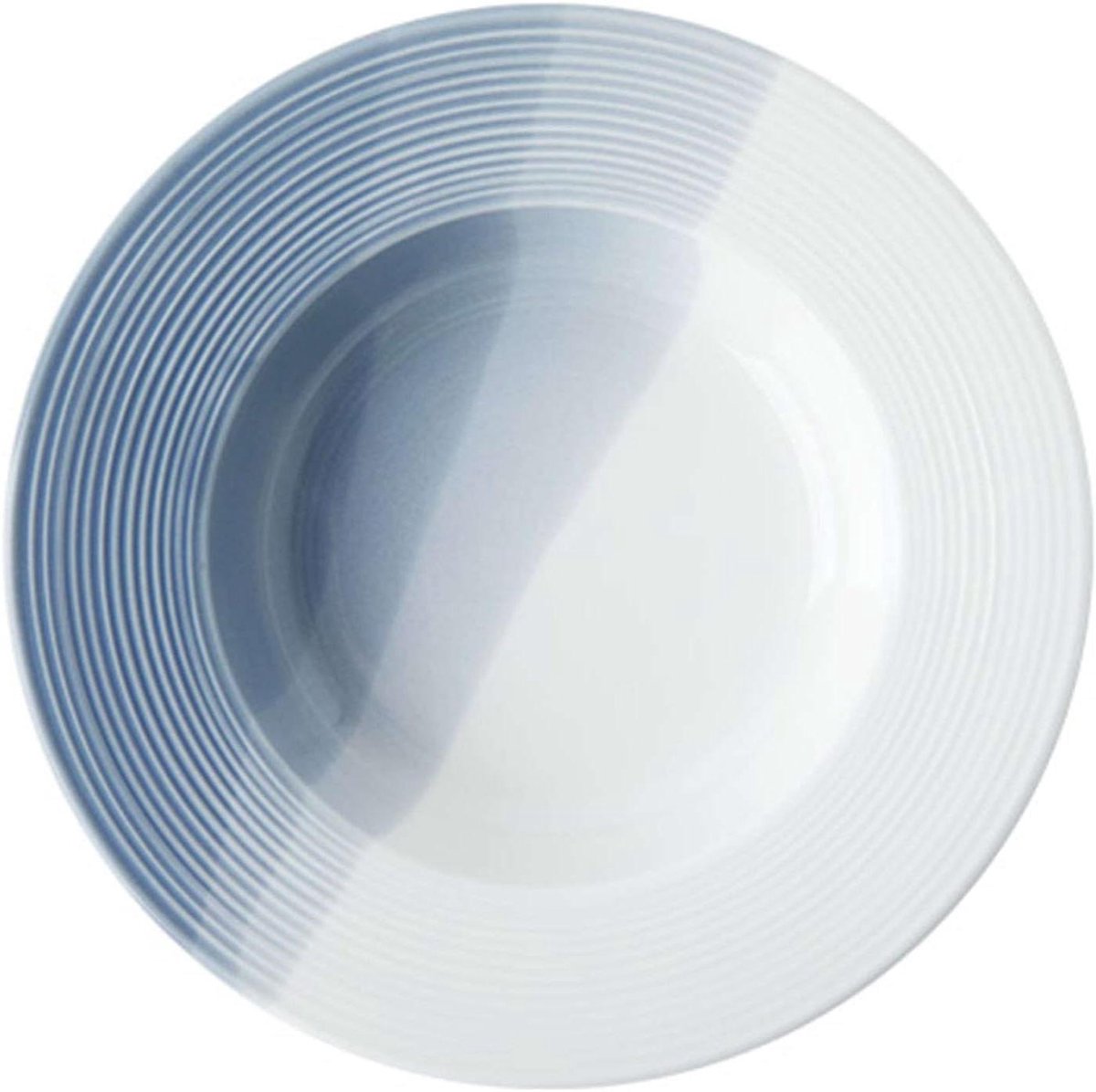 Diepe Soepplaat - Grote Kom - Maaltijden Serveren - Magnetron Ovenbestendig - 23x23x4cm - Wit Blauw