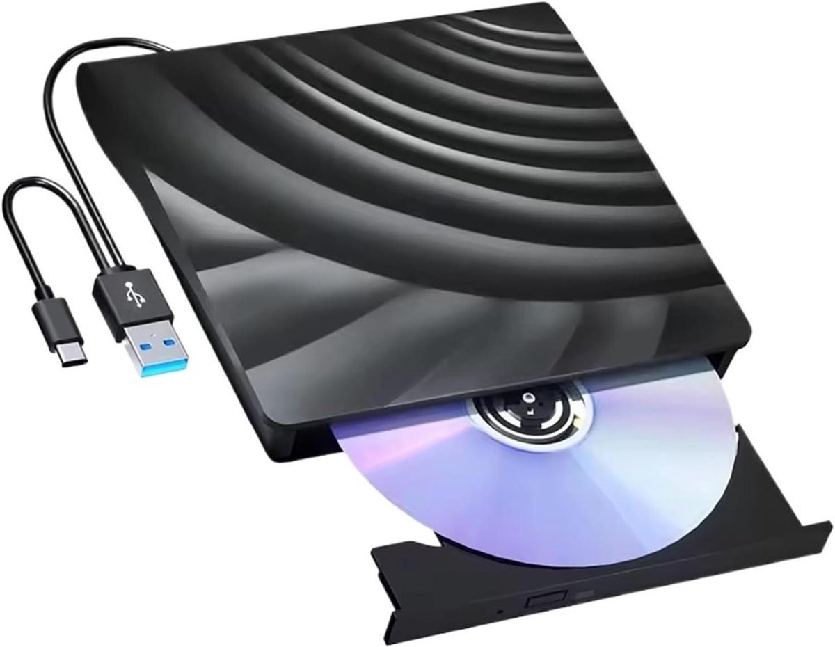 Externe Blu-ray Drive - Optische Lezer - Media Afspelen - Snelle USB 3.0 - Draagbaar - Zwart