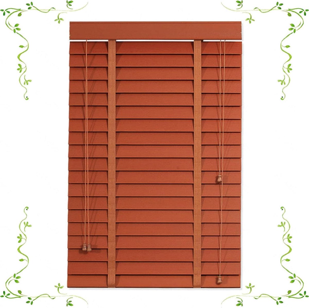 Houten Jaloezieën - Horizontale Raambekleding - Lichtregulatie - Massief Hout - 90x120cm -