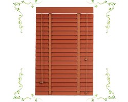 Houten Jaloezieën - Horizontale Raambekleding - Lichtregulatie - Massief Hout - 90x120cm - Natuurlijk Hout